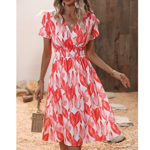 Women's floral print short-sleeved dress - Picture 2 of 7